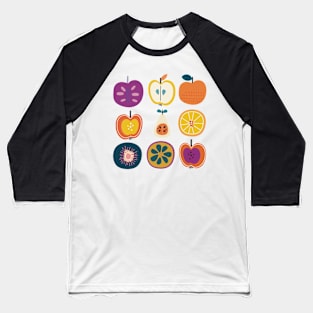 Stylized colorful fruits in retro style Baseball T-Shirt